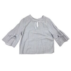 Urban Romantics Light Blue Coral Stitched‎ Top Bell Tunic Women's Size Small